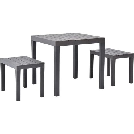 Mesa de jardín con 2 bancos plástico marrón vidaXL (1/2)