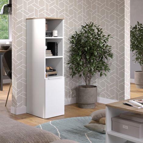 Armadio universale Wido, Bianco/Sonoma, 30.2 x 120 cm con una porta, Vicco