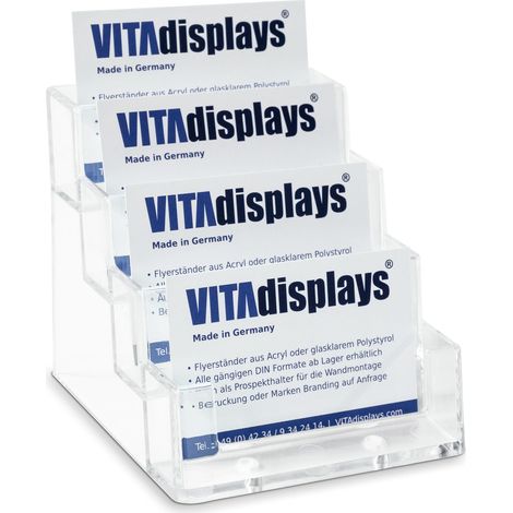 porte-cartes de visite, support pour cartes de visite, présentoir pour cartes de visite, 4 compartiments, transparent (1/2)