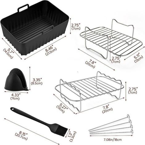 Ensemble D'accessoires Pour Friteuse à Air Double Zone Pour Ninja Af300EU, Af400EU, Tower T17088, Friteuse à Air Double 7,6L-9,5L (1/4)