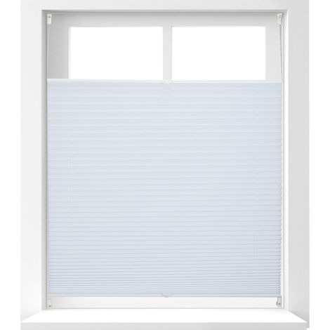 Persianas plisadas blancas sin taladro, cortinas semitransparentes