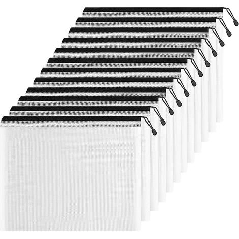 Estuche para documentos A3 con cremallera, 12 unidades, carpeta de documentos de PVC transparente, para guardar papeles, objetos pequeños, suministros, cosméticos y accesorios de viaje, etc. (12 unida (1/5)
