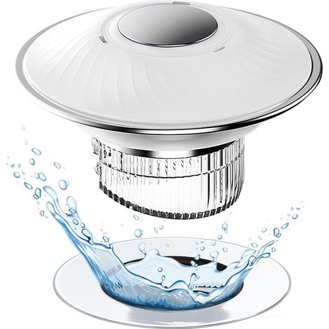 Bouchon d'évier rétractable avec panier filtrant en acier inoxydable, compatible avec les éviers de 28 à 45 mm, anti-odeurs et étanche.