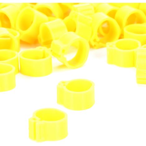 Anillas para patas de paloma sin inscripción – paquete de 200 – plástico resistente de 10 mm de grosor – color amarillo (1/5)