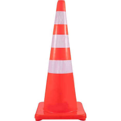Mophorn Conos de seguridad , 6 conos de tráfico de 36 pulgadas, PVC naranja, collares reflectantes, base ponderada, para control de tráfico, estacionamiento, escuela (1/5)