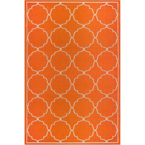 Tapis extérieur kilim 160x230 orange rectangle KUMA