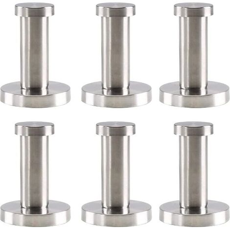 Set di 6 ganci da parete rotondi in acciaio inox argentato, ganci da parete in acciaio inox per bagno, 52 mm, ganci da parete per accappatoio, asciugamano, cappotto, camera da letto (1/4)