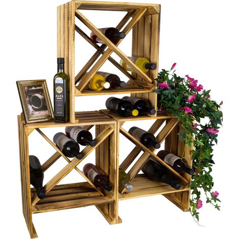 3er Set Weinregal "X" geflammt" (1/5)