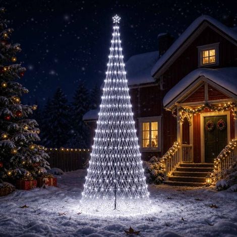 Arbre de Noël LED 400 cm 450 LED Blanc froid Fer Noir, Illuminé, Décoration de Noël (1/5)