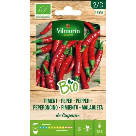 VILMORIN JARDÍN BIO Semillas de Pimiento de Cayenne Sobre 1 gr
