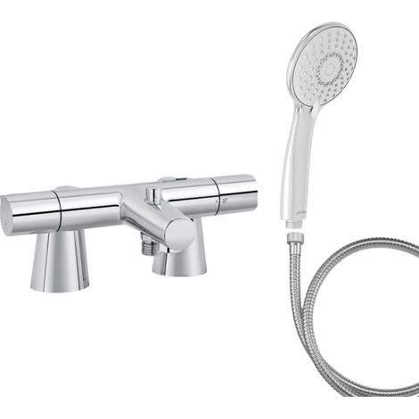 Mitigeur baignoire JACOB DELAFON Simone + pommeau de douche Juliette + flexible de douche métal + colonnettes (1/5)