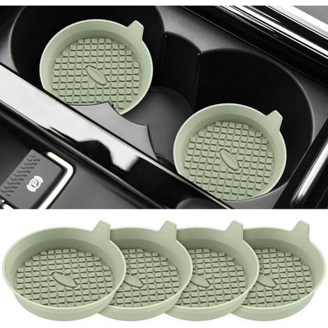 Dessous de verre en silicone pour porte-gobelets et voiture, compatibles avec tous les supports, lot de 4, antidérapants, à surface rainurée, verts (1/5)
