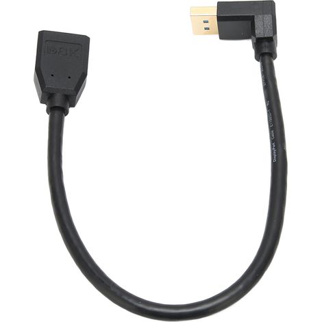 Câble DisplayPort mâle vers DisplayPort femelle compatible 8K à 60 Hz et 4K à 144 Hz, 0,3 mètre, coudé à 90°, pour DVD (1/5)