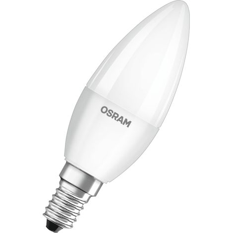 OSRAM LED BASE Classic B40, lampade LED a filamento smerigliato in vetro per base E14, forma di candela, bianco caldo (2700K), 470 lumen, sostituisce le lampadine tradizionali 40W, scatola da 5 (1/5)