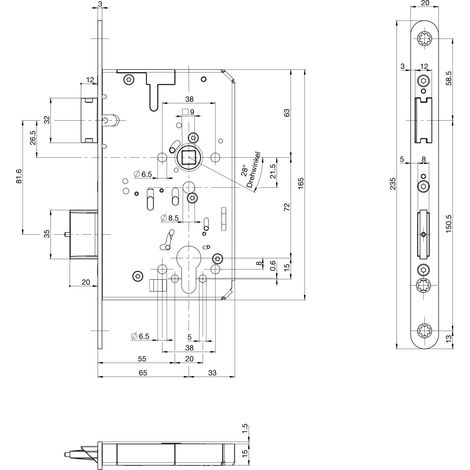 BKS cerradura de pánico 2327 Fkt.E rd 20/65/72/9mm DIN dr. VA 2-hojas - B-23270-02-R-8 (1/4)