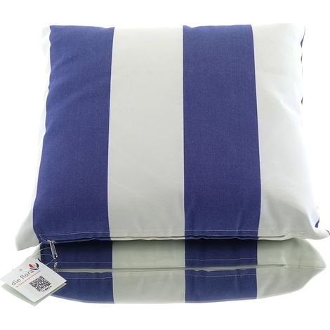 VAN DER LEEDEN Kissen Blau & Weiß gestreift 40 cm x 35 cm (1/2)