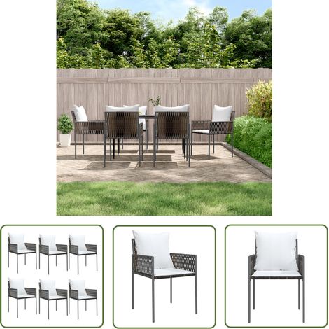 The Living Store Chaises de jardin et coussins lot de 6 marron 54x61x83 cm rotin - Chaise De Jardin - Mobilier De Jardin - Salon De Jardin - Fauteuil Extérieur - Décoration Extérieure (1/5)