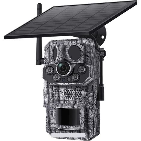 Caméra Faune Sauvage Caméra Solaire De Suivi Des Sentiers Vidéo 4G, Vision Nocturne, 0.3s, Activation Par Le Mouvement, Étanche, GPS, For Jardin, Chasse En Plein Air Fiable Précise(4G Camera No Card) (1/5)