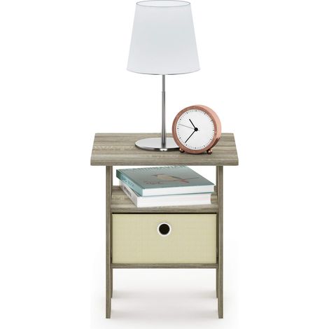 Table de Nuit avec Tiroir à Poubelle, Chêne/Ivoire, Bois, 1-Pack (1/5)
