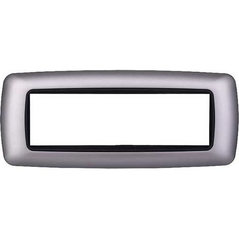 Ettroit Plaque compatible Bticino Livinglight 7 modules arrondie en plastique couleur argent - LN88706