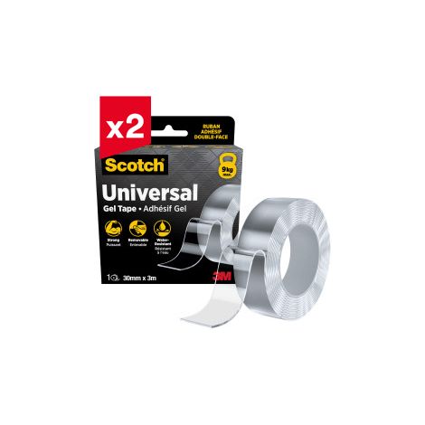 Lot de 2 rubans gel universel Scotch®, transparent, 30 mm x 3 m, 1 rouleau/paquet (1/2)