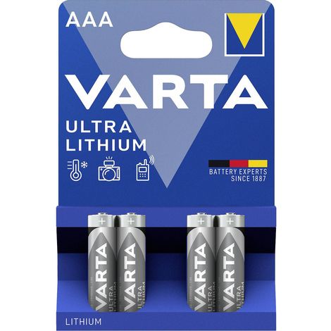 Varta – Pile lithium LR3 (AAA) 1100 mAh 1.5 V – Blister de 4 unités – Autonomie jusqu'à 10 ans – Performance fiable pour appareils électroniques