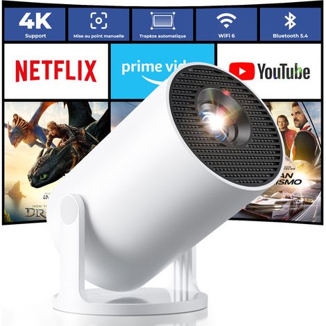 Vidéoprojecteur 4K 2026 Konsoefuly, Mini Projecteur HD 720P 20000 Lux WiFi6 BT5.1 Compatible TV Stick/PC/HDMI/USB/iOS/Android/PS5
