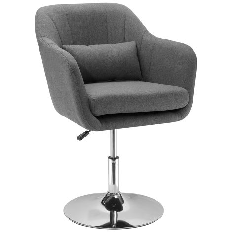 Silla de oficina giratoria en poliéster con brazos, regulable en altura, gris oscuro (1/5)
