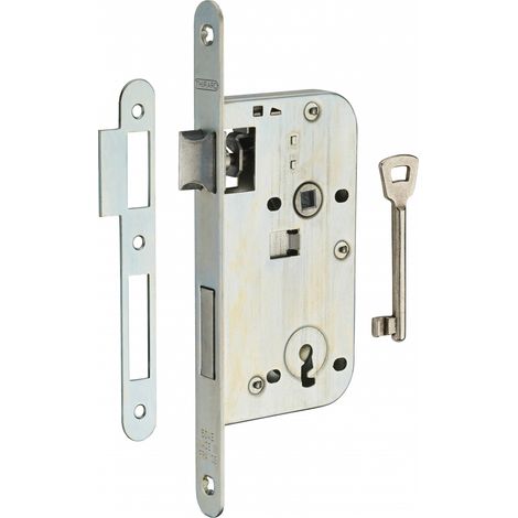 THIRARD - Serrure encastrable à clé pour porte de chambre, axe 50mm, bouts ronds, zingué, 1 clé - THIRARD