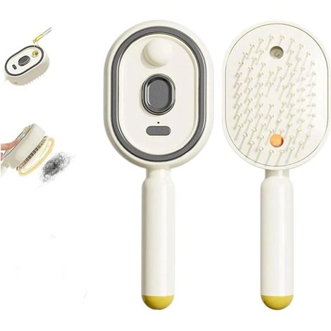 Brosse vapeur électrique, lisseur vapeur rechargeable avec spray, outil portable sans fil pour lisser, coiffer et contrôler les frisottis (beige) (1/5)