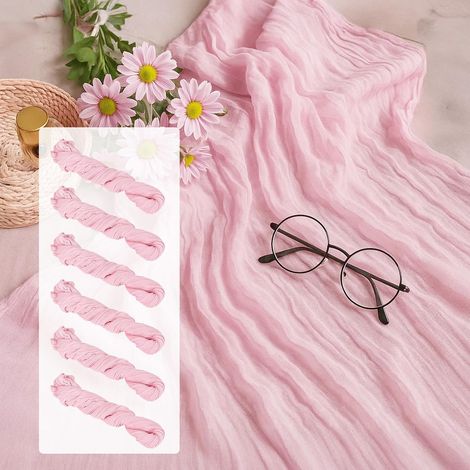 Table Runner 6 Packs - 6ft / 180cm Sage Pink Cheesecloth Table Runner Tablecloth Sheer Boho Mesh Pastel Crinkle Wedding Bridal Shower Party Centerpiece Table Baptism Christmas Decor (Pink, 6 Packs) (1/5)