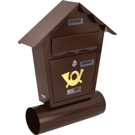 Brauner Briefkasten mit Zeitungsrolle, 370x470x100mm