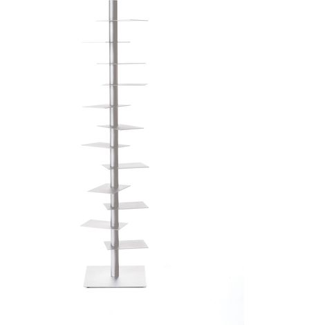 Nardo Bianco - h 200 cm libreria autoportante a colonna ripiani girevoli scaffali libri originale BBB Italia design Michele Franzina acciaio metallo salotto casa ufficio