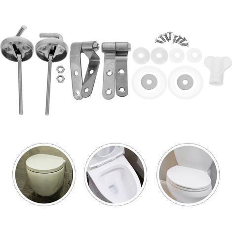Toilet seat replacement kit, stainless steel toilet seat hinge fixing kit for hotels and guesthouses, easy screw-on installation. (1/4)