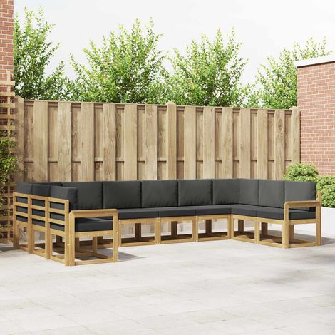 vidaXL Outdoor-Sofagarnitur mit Kissen 10 pcs Weiß und Anthrazit (1/5)