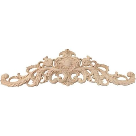 Autocollant Sculpté Bois Hévéa 40 x 12 cm Décoration Meuble Naturel (1/4)