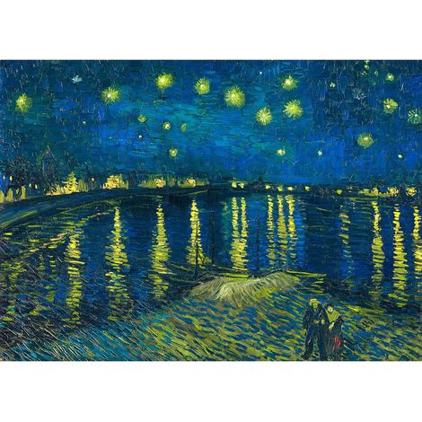 Tableau connu bleu nuit et étoiles | Tableau bord de mer bleu & jaune | Tableau sur toile idéal salon & chambre adulte 0,7 x 0,5 m (1/2)