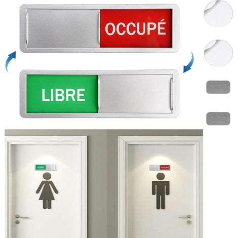 Panneaux de Porte LIBRE/OCCUPÉ avec 2 Adhésives Rondes17,7x5.2cm (1/5)