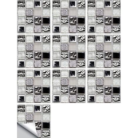Stickers carrelage Retro-Mosaik Carreaux Autocollant Mural Auto-adhésif Imperméable Amovible Décorative pour Salle de Bains et Cuisine Carreaux 15cmX15cmX10pcs (1/5)