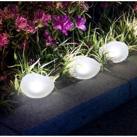 Luminaire Solaire En Pierre - Forme Galet Pour Chemin De Jardin - LED Blanc Froid - Étanche - 1 Pièce (1/5)