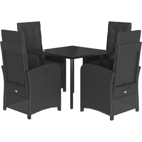 Set de muebles jardín 5 pzas con cojines ratán sintético negro vidaXL (1/5)