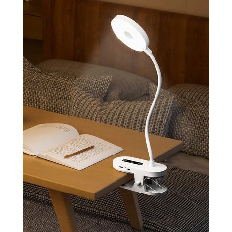 Specchio da trucco a LED con lampada da tavolo, ricaricabile, con morsetto, regolabile, per casa, camera da letto e lettura. (1/2)