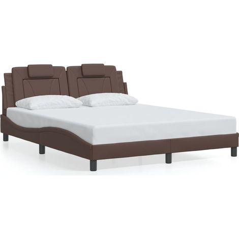 Lit double，Lit adulte，Cadre de lit Viana sans matelas marron 160x200 cm similicuir CFW6268761 (1/5)