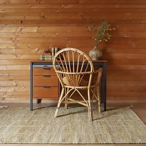 Tapis Contemporain en Laine Tissé Main Lhena Jaune Marron pour la Maison Taille L - PANGIVO (1/5)