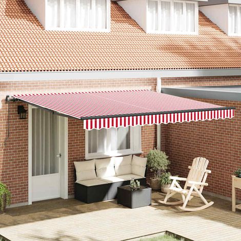 Retractable Awning Red and White 400 x 350 cm vidaXL