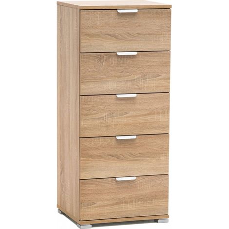 Mobiletto 5 Cassetti Naturale 45x38x103 h cm in Truciolare bilaminato Marrone chiaro (1/2)