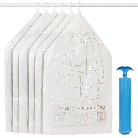 Set mit 6 Videuspendus 110x70cm Vakuum-Aufbewahrungsbeuteln - mit Handpumpe - 75% Platzersparnis für Mäntel/Kleider - saisonale Aufbewahrung [A1] (1/5)
