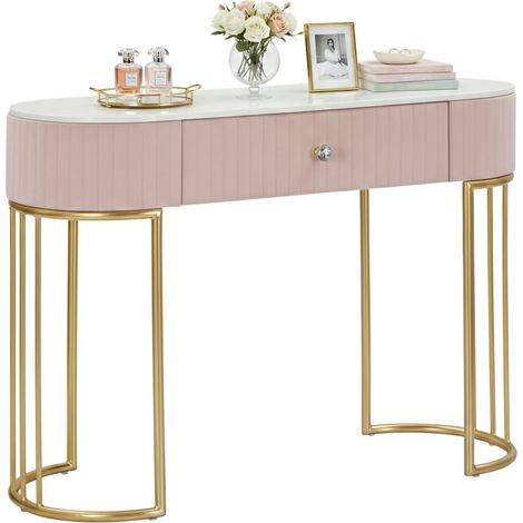 Dmora - Consola Molave, Mesa multiusos, Gabinete de soporte, Escritorio de pasillo, 100x40 h75 cm, Rosa y Blanco