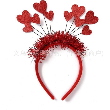 KOWOLL Bandeau cœur pour la Saint-Valentin, accessoires pour cheveux, rouge, accessoires de déguisement pour la Saint-Valentin, accessoires de mariage, maquillage femme, déguisement d'Halloween (1/3)