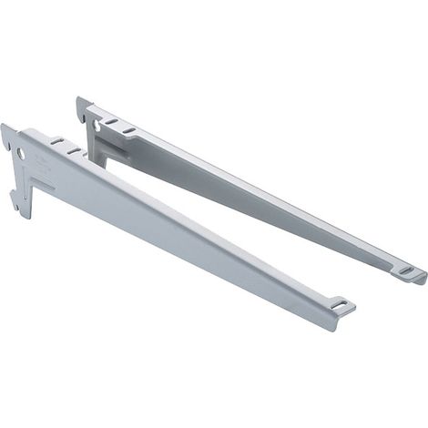 Console pour étagère en acier laqué – Longueur 230 mm – Charge max 55 kg – Compatible tablette verre avec ventouses – Décor gris aluminium – Element System